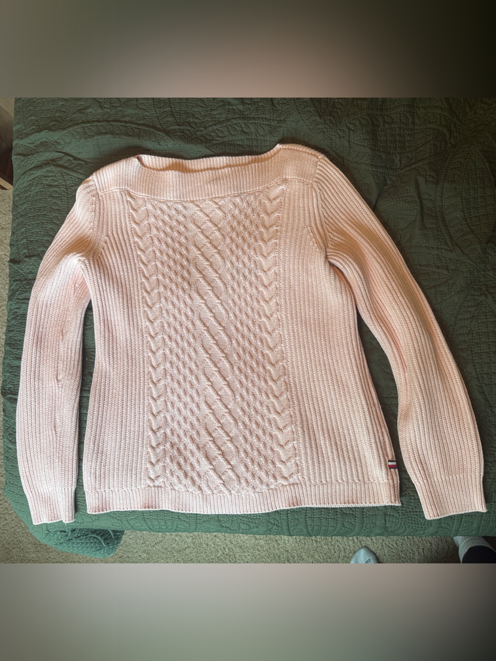 Tommy Hilfiger Light Pink Cable Crew Neck Sweater